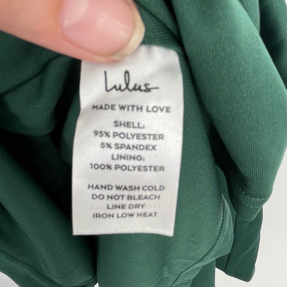 Lulus Hunter Green V-Neck Cross Back A-Line Open Back Skater Mini Dress XS - Picture 7 of 14